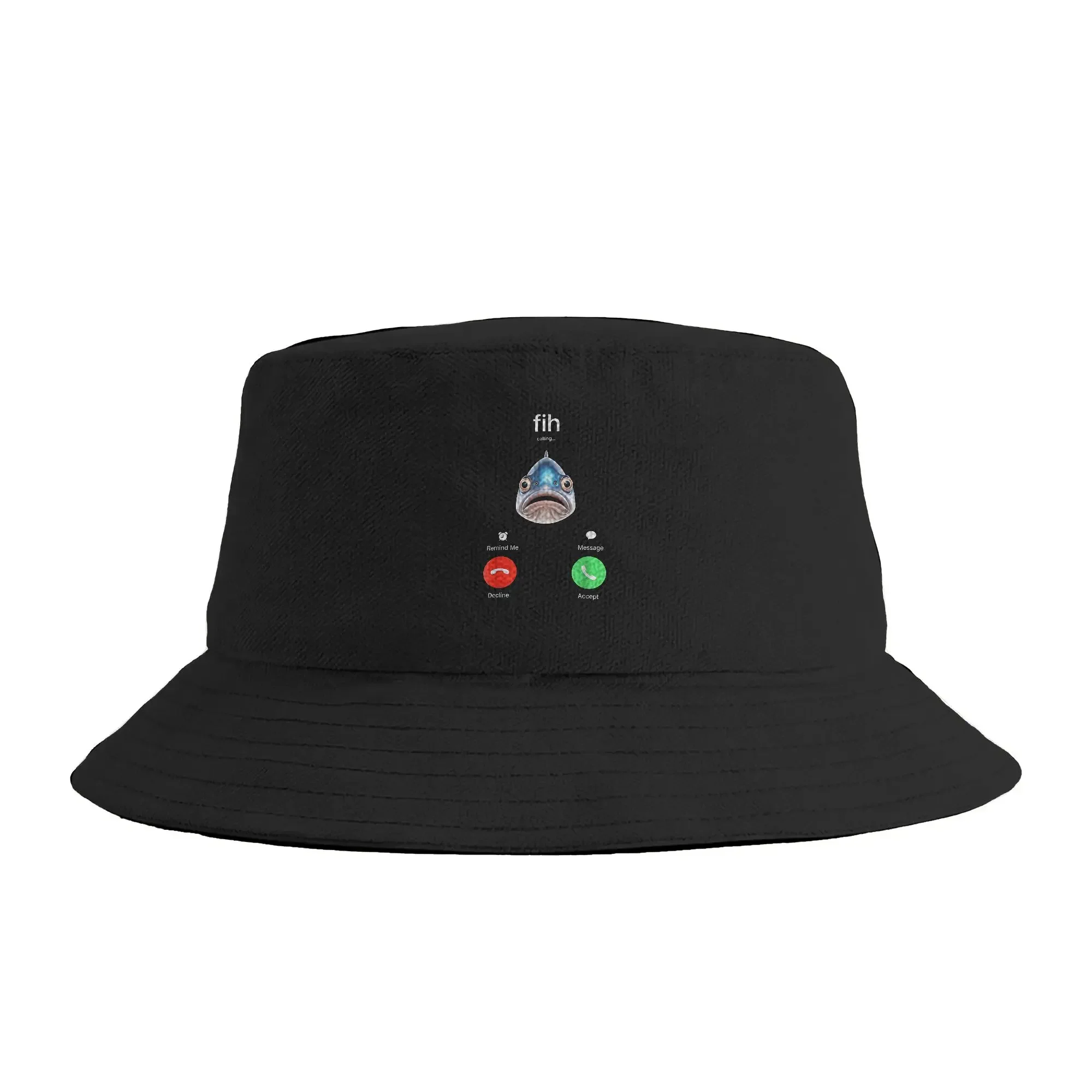 Fih Calling Remind Me Message Decline Accept Fishing Lover Bucket Hat Spring Casual Fisherman Hats For Unisex Fold Fishing Caps