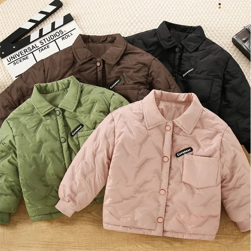 خريف شتاء جديد بنين بنات سترة الصلبة بطانة أفخم سميكة الدافئة التلبيب واحدة الصدر معطف ل 2-12Y في سن المراهقة الاطفال القطن أبلى #1