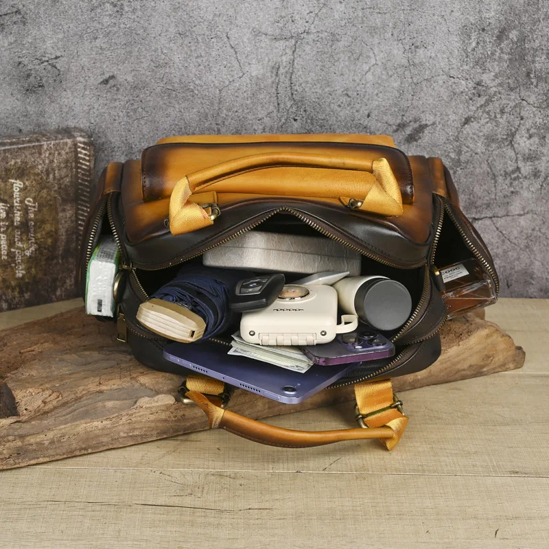 الرجعية الطبقة الأولى جلد البقر حقائب اليد النسائية سعة كبيرة متعددة الأغراض المحمولة حقائب كتف متنقلة 2025 جديد