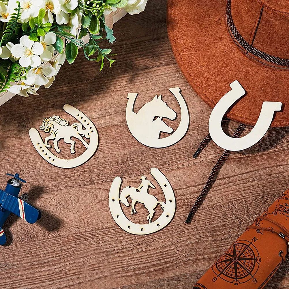 

96Pcs Wooden Horseshoe Cutouts Unfinished DIY Craft Chips for Painting Crafting Horse Decor Western Party Supplies Cowboy