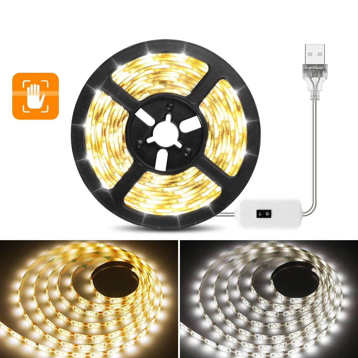 Smart LED Dressing Strip Light PIR Motion Sensor Hand Scan Makeup Vanity Lights 5V USB Tape for Bedroom Kitchen Wardrobe Decor