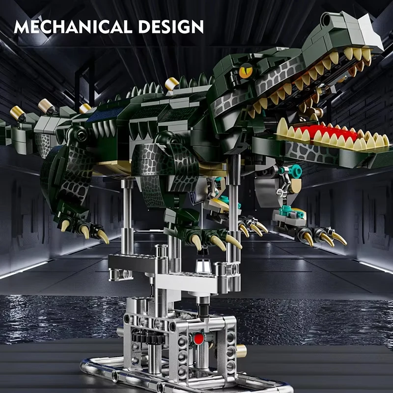 Mechanical Crocodile Sea Building Blocks Set Animal Amphibians Life Set Light Bricks Model Assembly Toys Boys Kid Christmas Gift