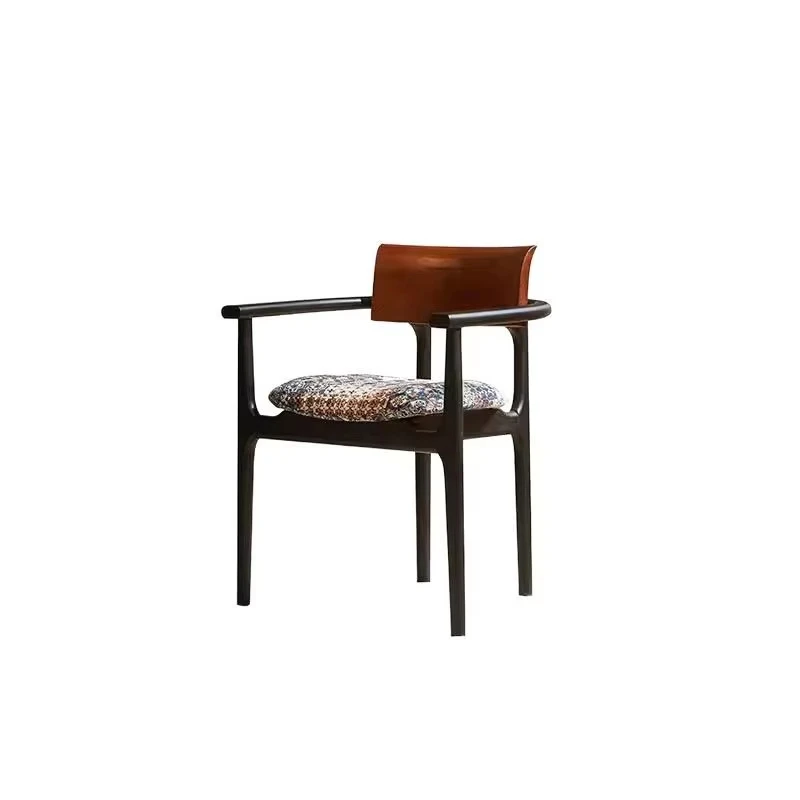 Retro solid wood dining chair, high-end armchair, Nordic wabi sabi simple backrest furniture