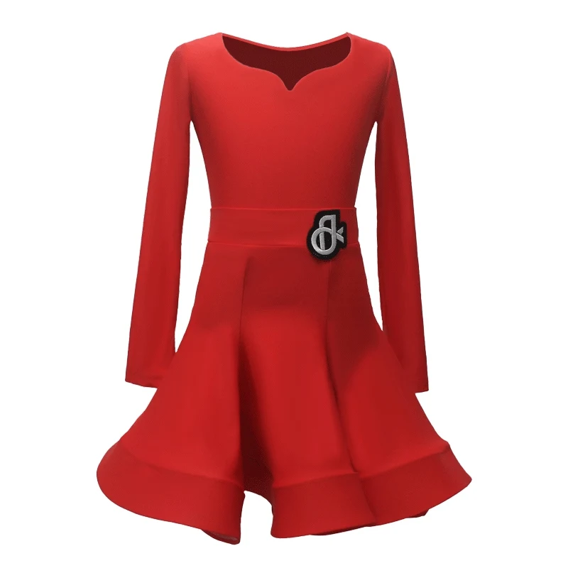 2025 haut à manches longues jupe en arête de poisson robe de danse latine Chacha Rumba danse filles Performance Costumes costume de compétition DQL11578