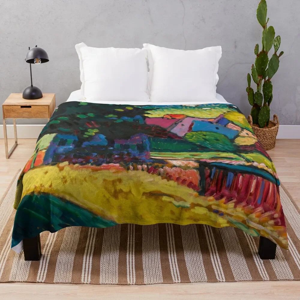

Wassily Kandinsky Murnau - Landscape with Green House Throw Blanket Stylish Decor Blanket Gift for Friends Roommate