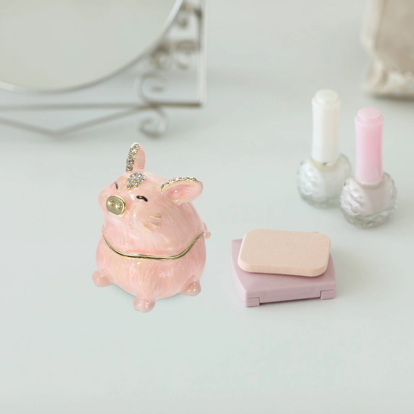 

Piggy Storage Box Animal Decor Vintage Home Furnishing Ornament Jewelry Boxes Zinc Alloy Jewelrybox