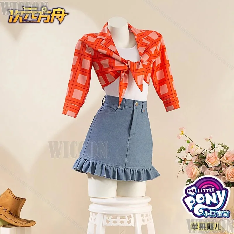 Applejack Little Pony Аниме Косплей Костюм Ковбойская Шляпа Костюм Bloned 1 м Парик Сексуальная Девушка Женщины Высокое Качество Хэллоуин Настраивается; 3