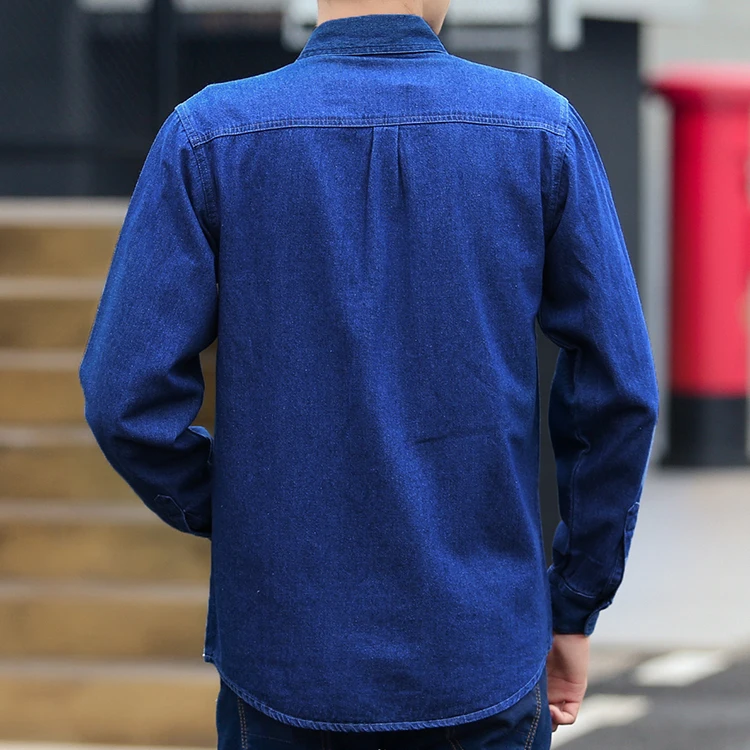 #4401 Denim Shirt For Men Long Sleeve 2022 Spring Autumn Blue Sunscreen Work Clothes Plus Size S-4XL Denim Jeans Shirt Man
