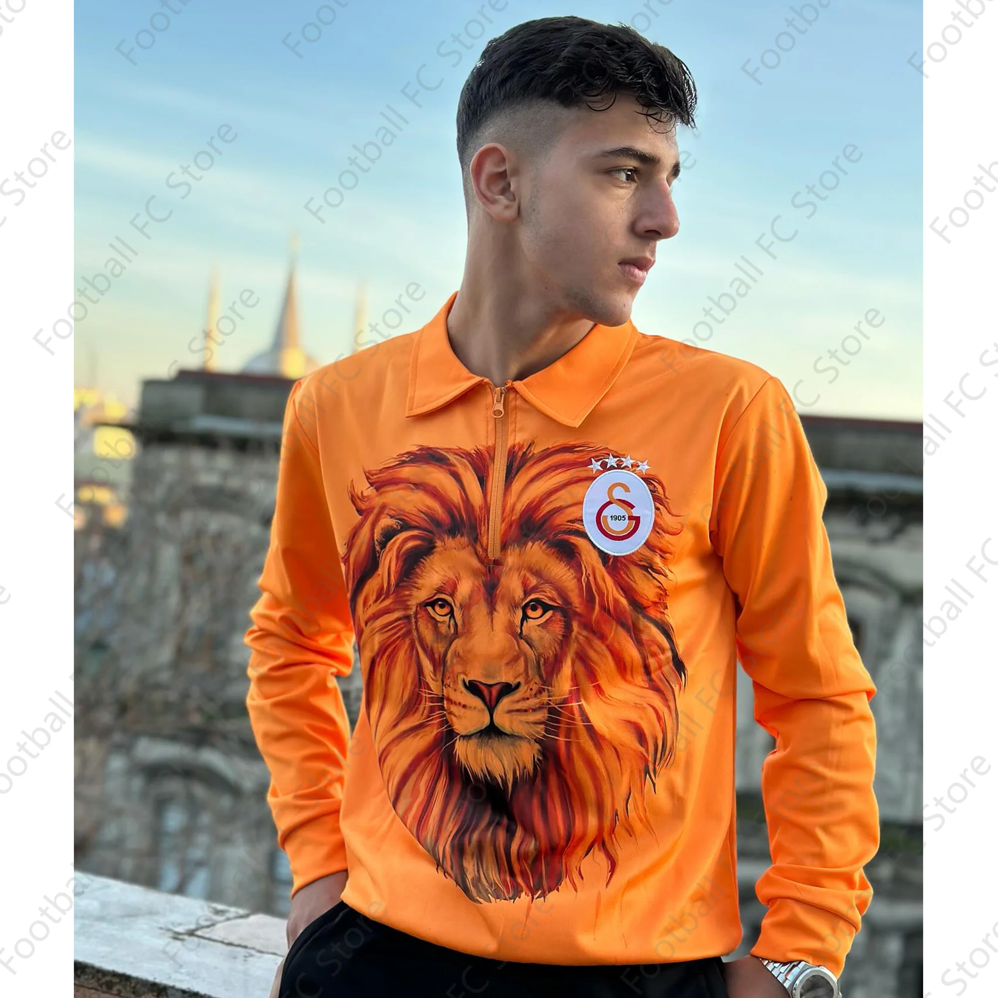 A male lion New Arrival Turkey Long-sleeved jersey Soccer Jerseys for Kid and Adult,  Polo Jersey Kit Oversized