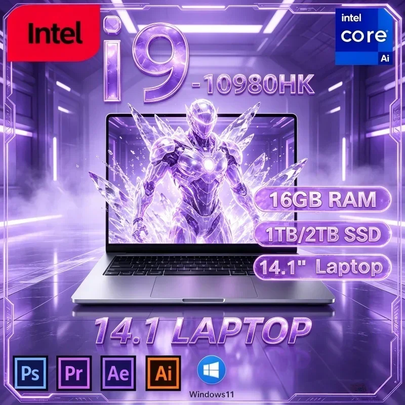 2026 New Intel I9‑10980HK Hot 14.1 Inch Gaming Office Notebook 16GB 32GB 2TB SSD Windows 11