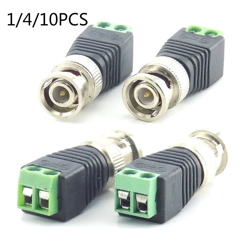 1/4/10pcs DC BNC Male Connector Surveillance Plug Accessories Video Balun System Security Adapter Coax CAT5 For CCTV Camera C3