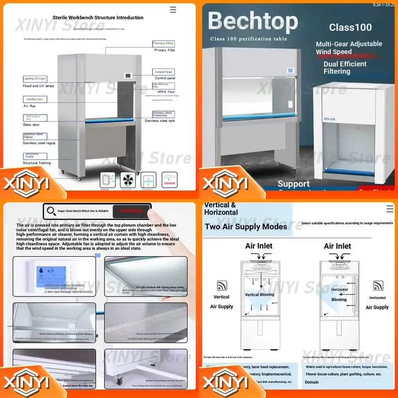 Modular Ultraviolet High Efficiency Air Laminar Flow Cabinet for Biological Laboratory Cell Culture Sterile Operation