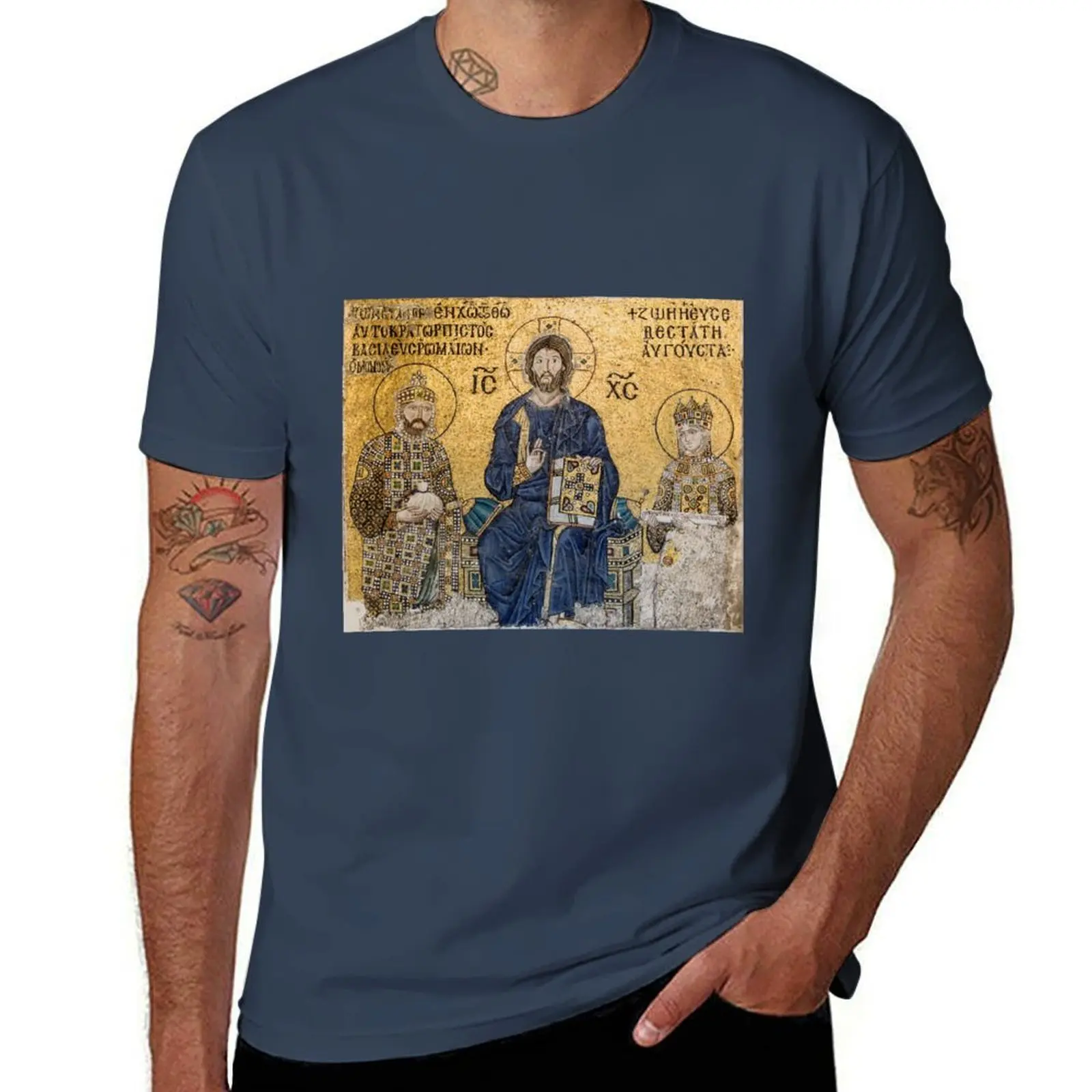 Jesus Christ Pantocrato mosaic in Hagia Sophia, Istanbul T-Shirt Soft Durable Cotton T-Shirt