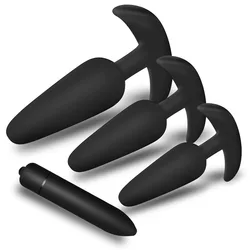 Safe Silicone Anal Plugs Dildo Buttplug Unisex Sexy Stopper 4 Different Size Adult Sex Toys for Men/Women Trainer Massager