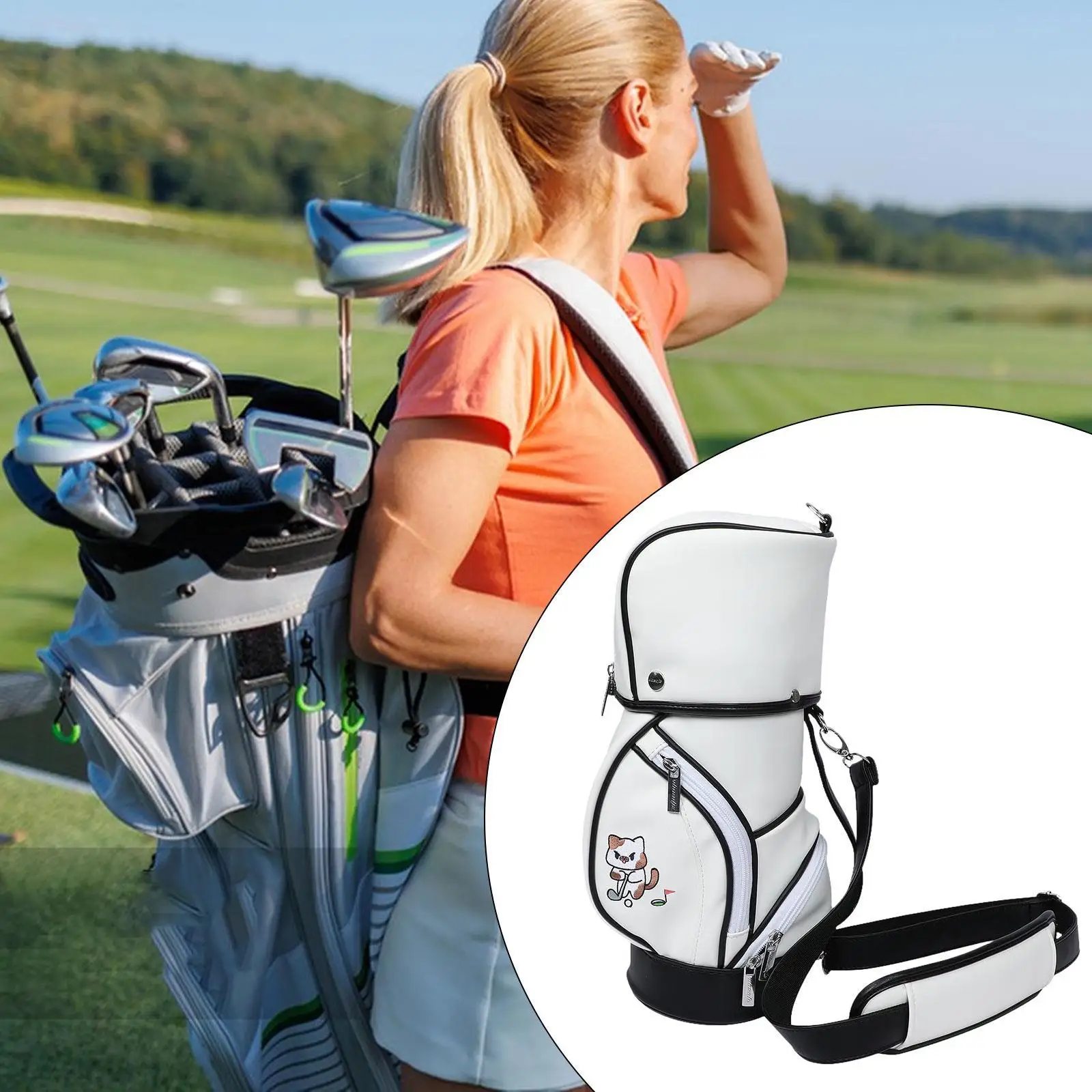 

Golf Ball Bag Cute with Detachable Strap Waterproof Golf Shoulder Bag for Ladies Women Golf Player Golf Club Supplies Practice
