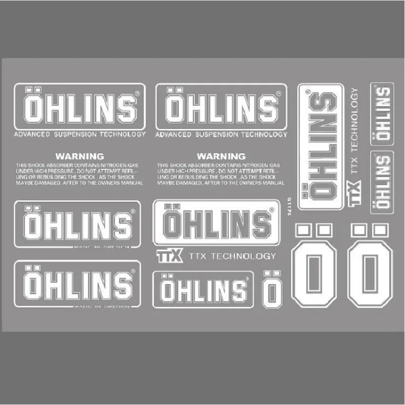 Shock Absorber Waterproof Ohlins Logo Sticker Motorcycle Shock Absorber Sunscreen Transparent Decorative Decal Universal Type