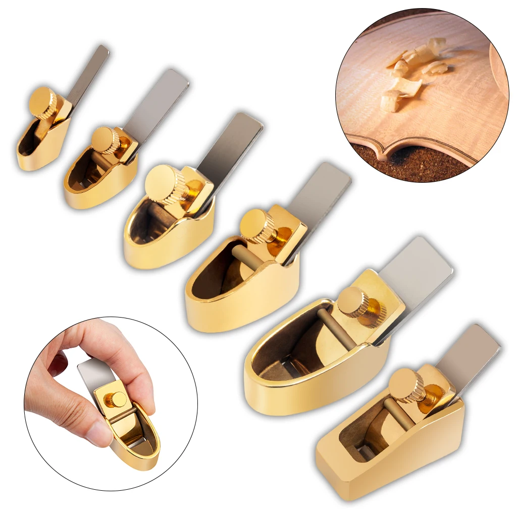 Mini Hand Pure Brass Violin Making Thumb Plane Luthier Tool Woodworking Cutter Curved Flat Bottom