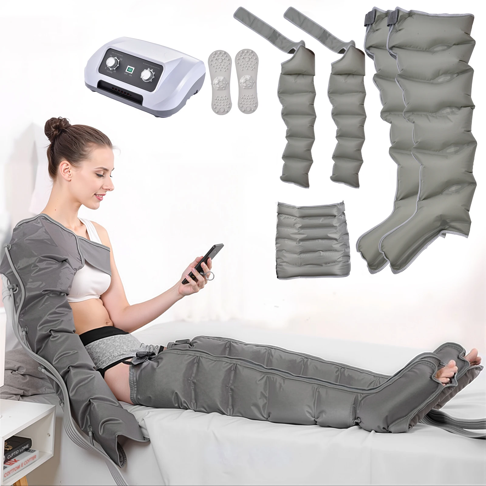 Dispositif de drainage lymphatique, masseur électrique de compression de taille de bras de jambe pour hommes femmes papa maman personnes âgées