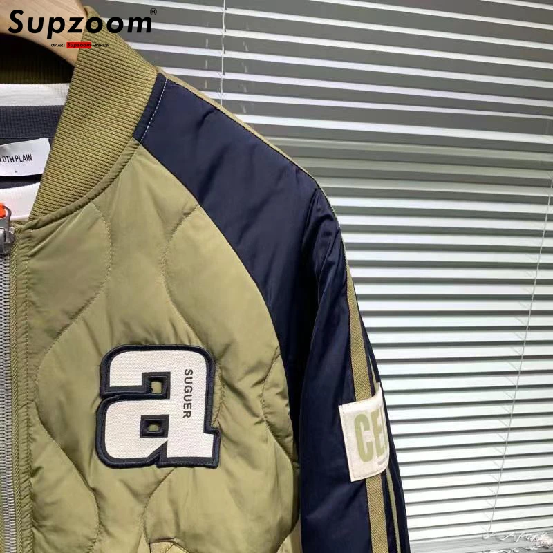 Supzoom-Chaqueta de plumón de béisbol para hombre y mujer, abrigo informal con bordado de Hip Hop, a la moda, para invierno, 2022