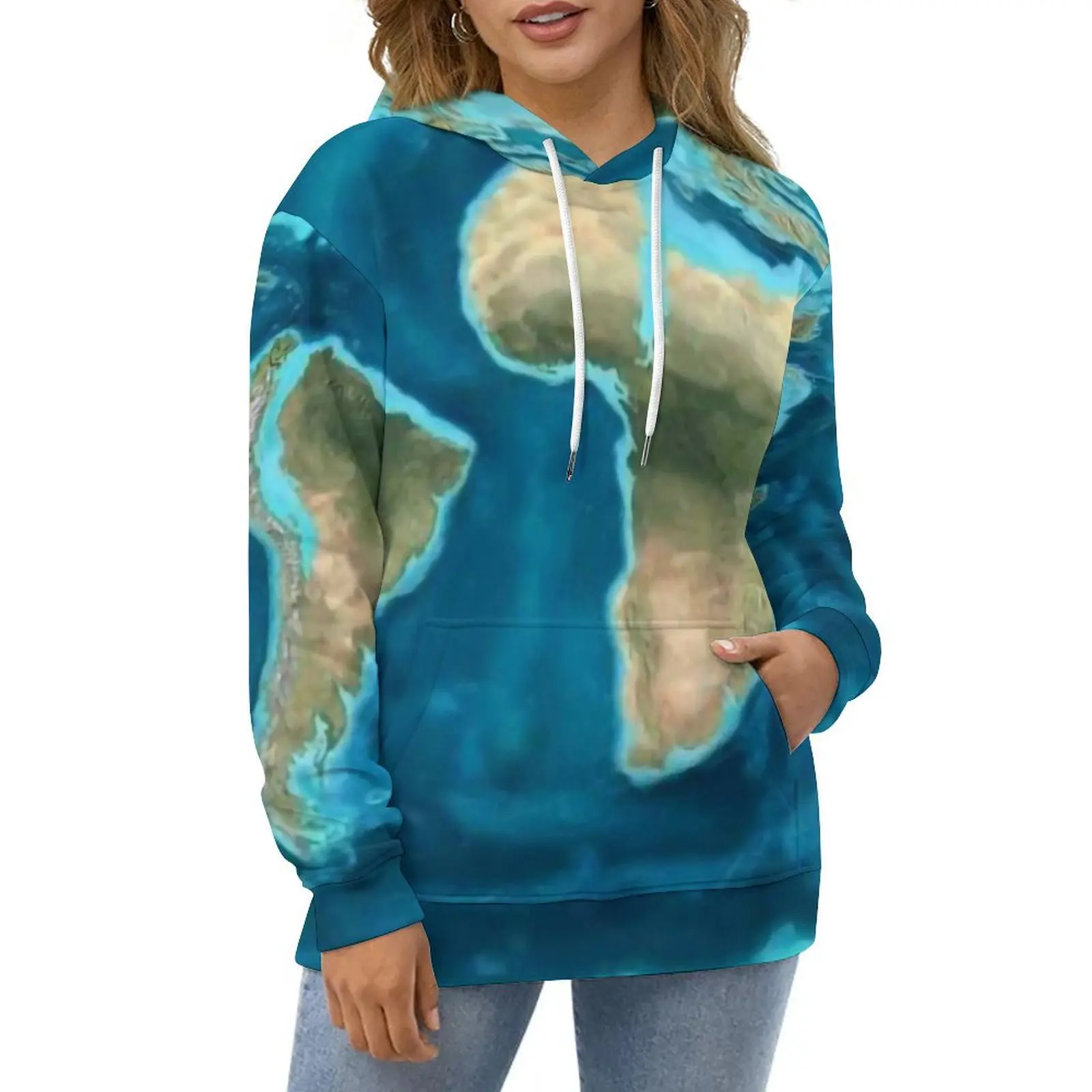 

Earth Map Casual Hoodies 65 Million Years Ago Y2k Hoodie Women Long-Sleeve Streetwear Graphic Loose Oversized Clothes