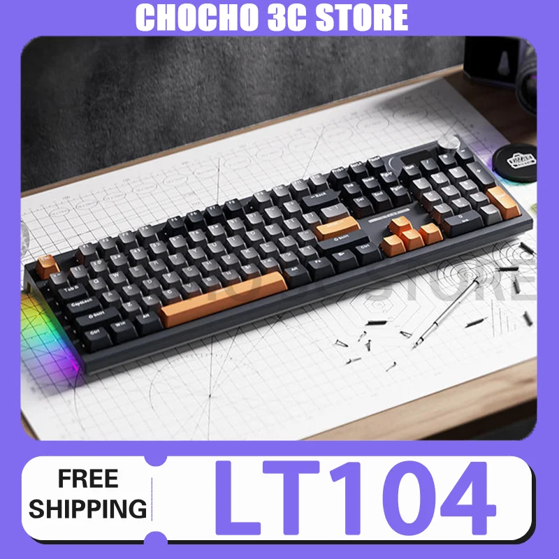 

Langtu Lt104 Keyboard 104keys Wireless Tri-Mode /Wired Rgb Backlit Hot Swap Customized Keyboard Lcd Office Gamer Windows Mac
