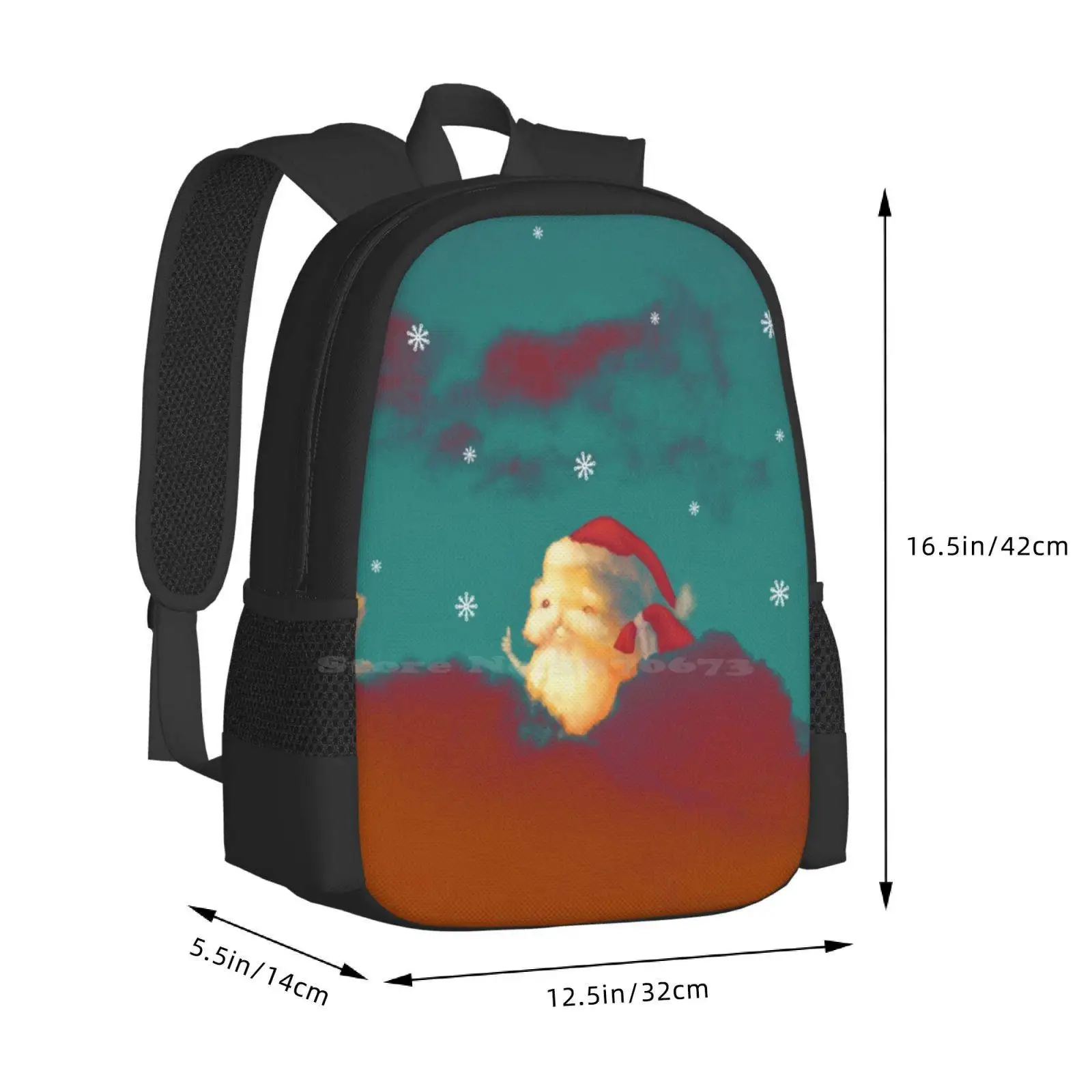 Santa Clouds Bag Backpack For Men Women Girls Teenage Clouds Cute Sky Christmas Holiday Santa Claus Snow