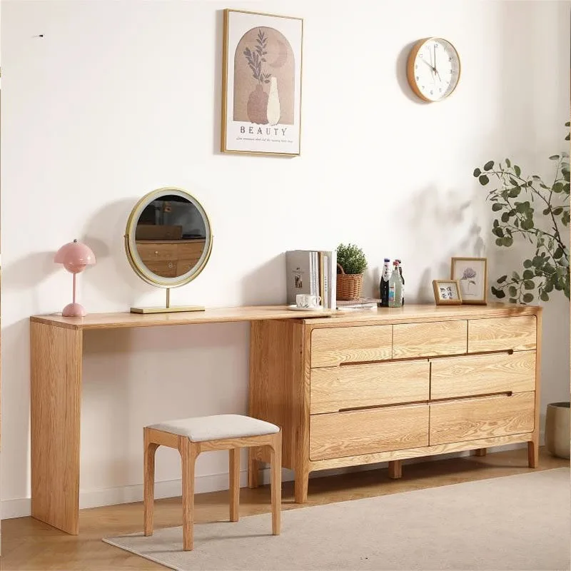 Green seven chest of drawers all solid wood factory direct sales pure North American red oak cabinet bedroom chest of drawers bo