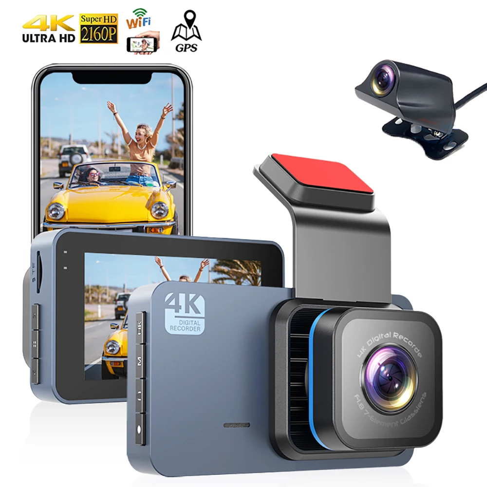 Car DVR WiFi Dash Cam Vehicle Rear View Reverse Car Camera 4K 2160P Video Recorder Black Box Auto Dashcam GPS Car Accessories