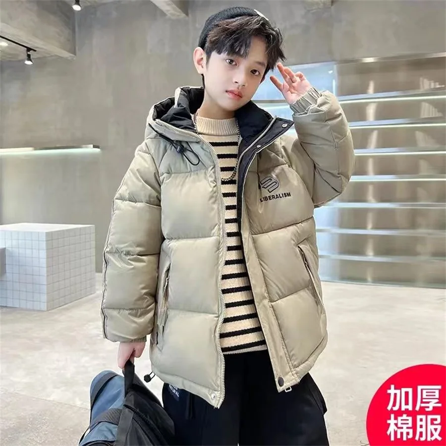 5 6 8 10 12 Years Teenagers Boys Jacket Autumn Winter Thicken Warm Kids Jacket Fashion Zipper Hooded Boys Coat New Kids Clothes