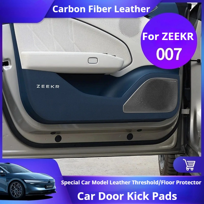 

For ZEEKR 007 2021 2022 2023 PU Leather Car Door Protector Pad Anti Kick Anti-dirty Stain Door Kick Mat Car Interior Accessories