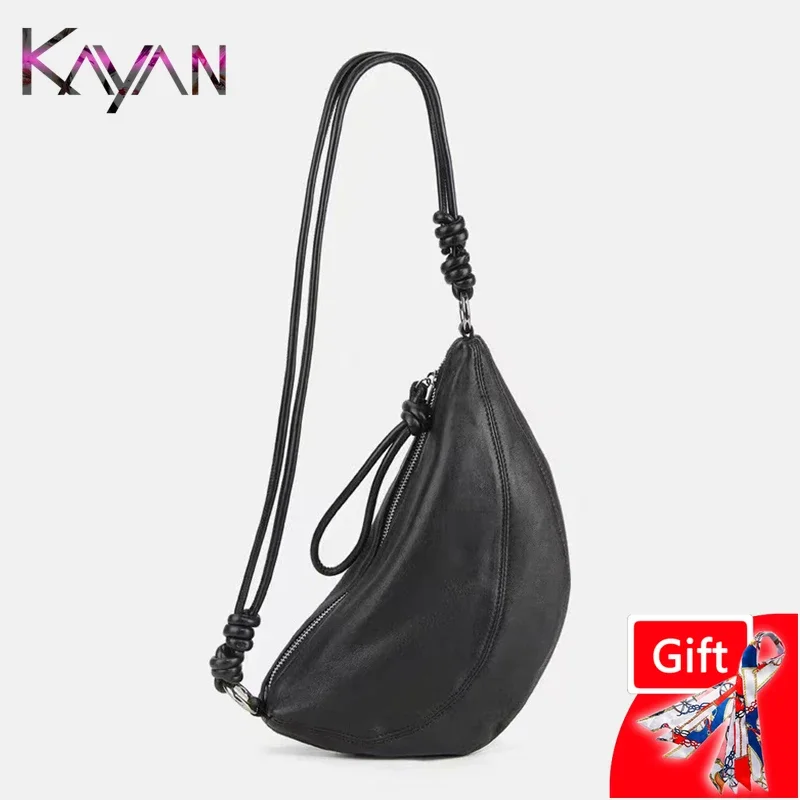 Korean Casual Sheepskin Women Shoulder Hobo Dumpling Bag 100% Natural Genuine Leaher Female Crossbody Saddle Bag for Ladies