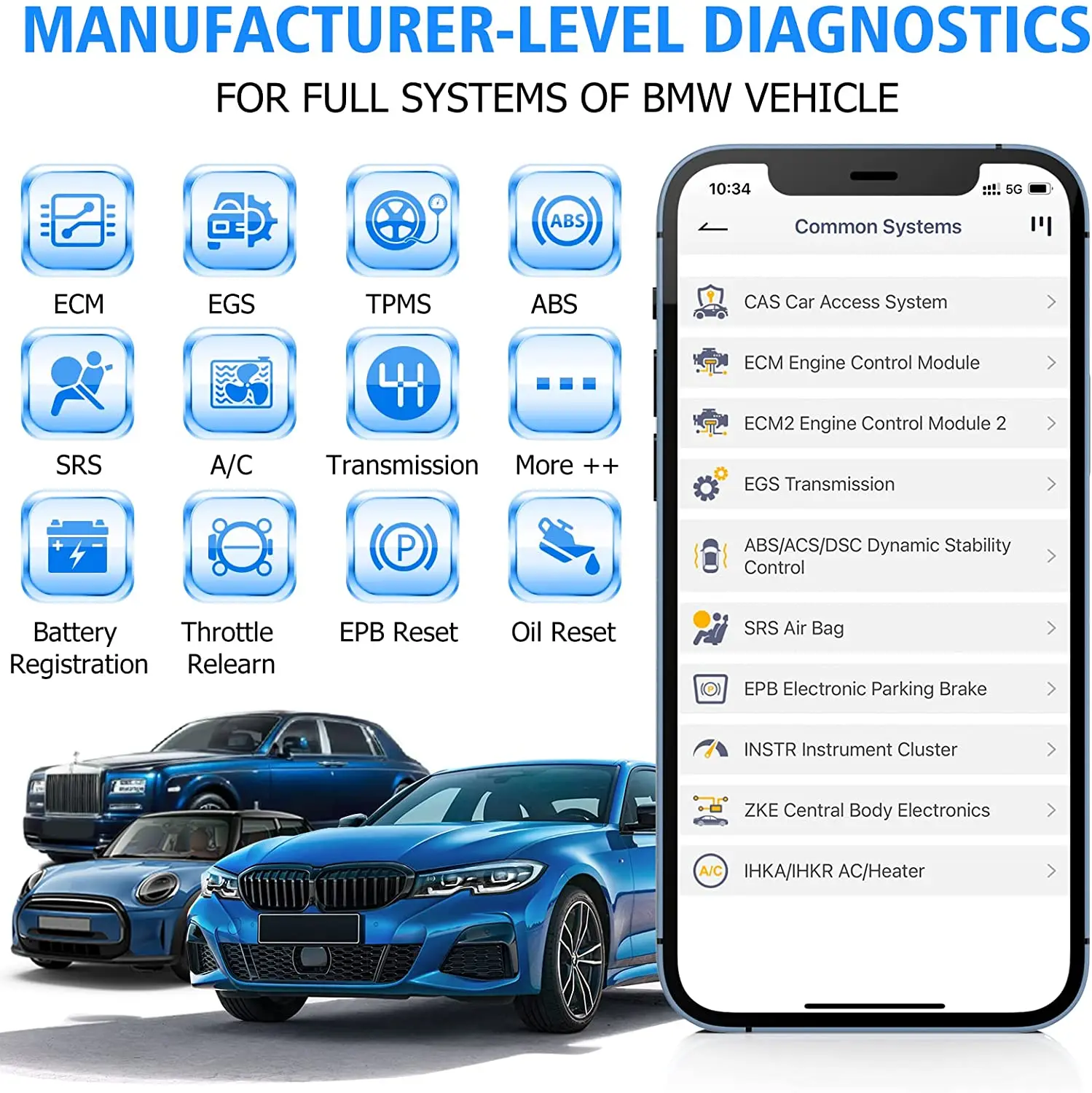 ANCEL BD300 Car Code Reader Full System Wireless Diagnostic Tool Throttle Relearn EPB OIL Reset for BMW/MINI/ROLLS OBD2 Scanner