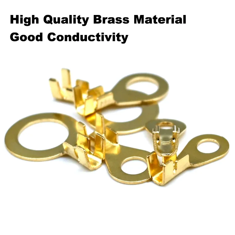 Round Terminal Block Cold Pressed Connector Block O-shaped Copper Nose Wire Brass Crimping End Terminals DJ431 Boxed M3-M10