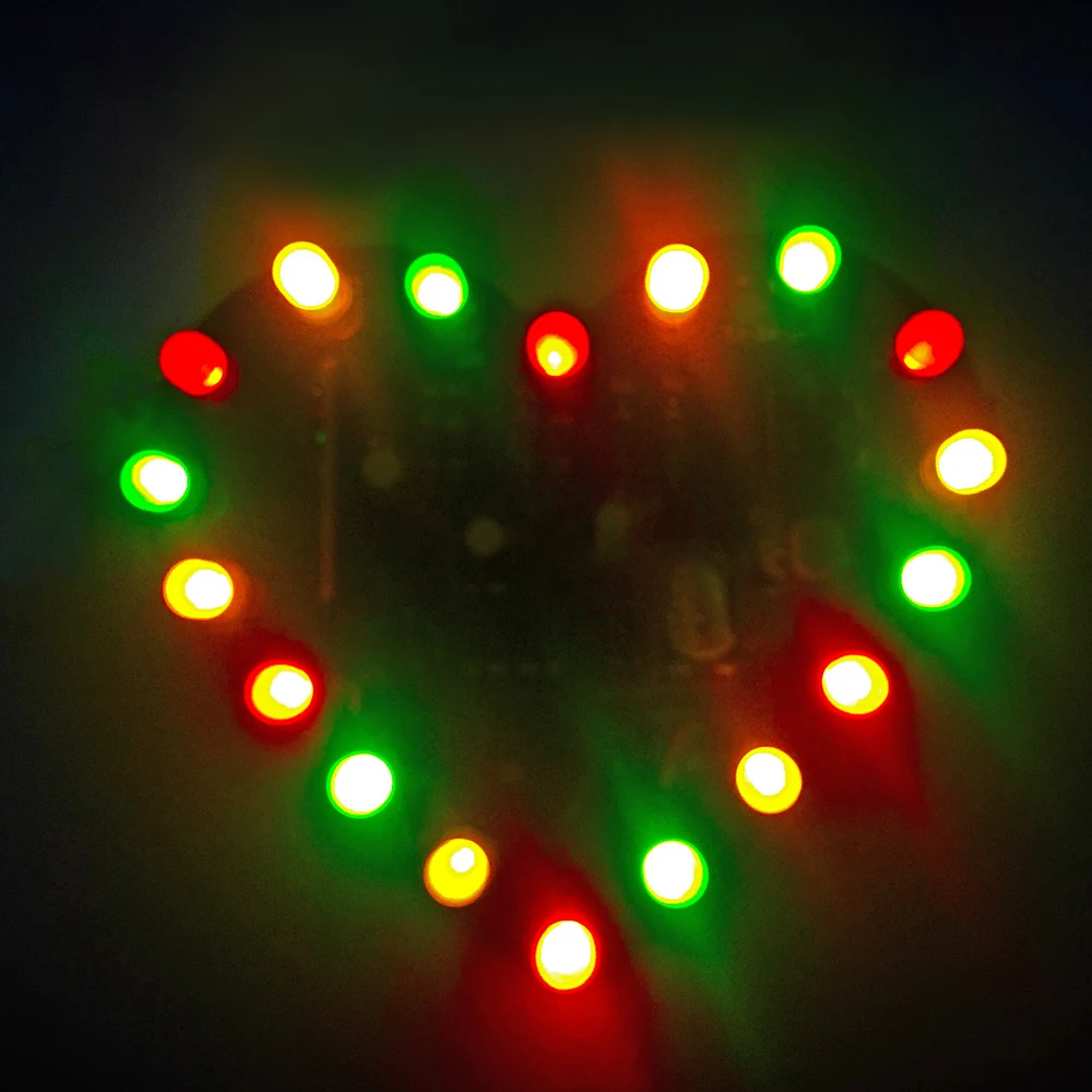DIY Light-Controlled Music Heart-Shaped Color LED Electronic Kit 18 LED Cyclic Flashing PCB Soldering Practice Kit DC4.5-5V