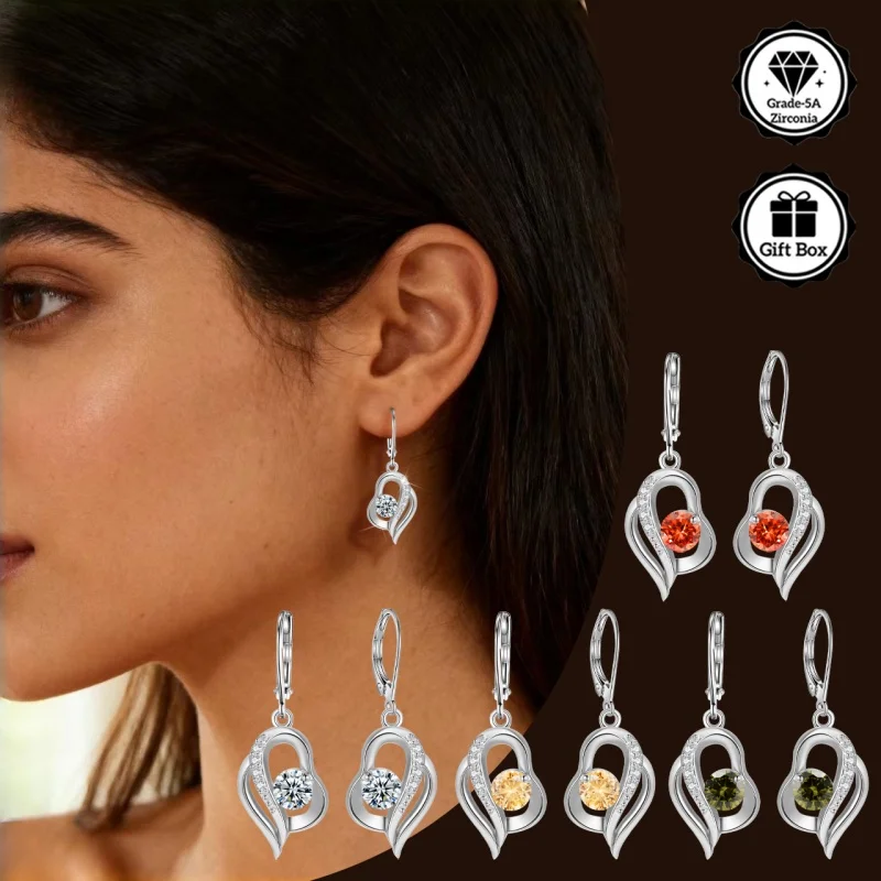 

LAMVOICE Jewelry for women, S925 sterling silver zirconia earrings, Christmas day gifts for her,j ewelry with gift box