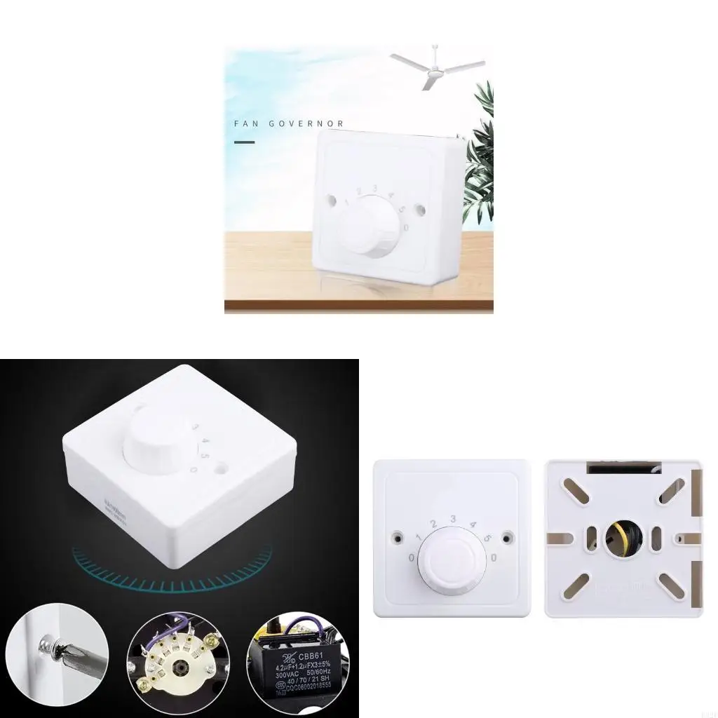 F92F 5 Speeds Variable Fan Speed Control Suitable for Most Brand Ceiling Electric Speed Adjuster Replacement, White