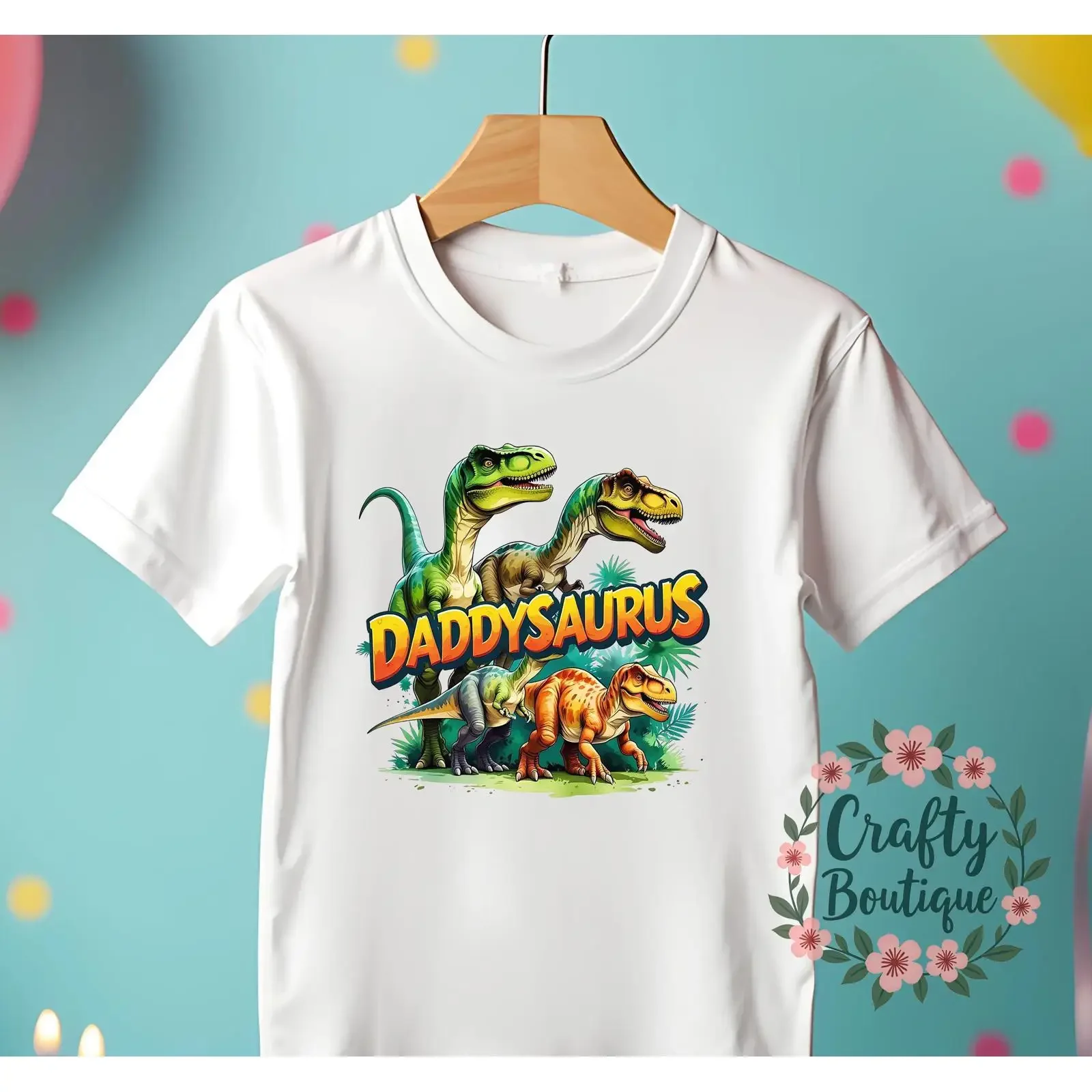 Daddysaurus T Rex Dinosaur Shirt Funny Dad Birthday New Daddy Outfit for Men's Casual Top vintage Washed Slightly Soft Stylish