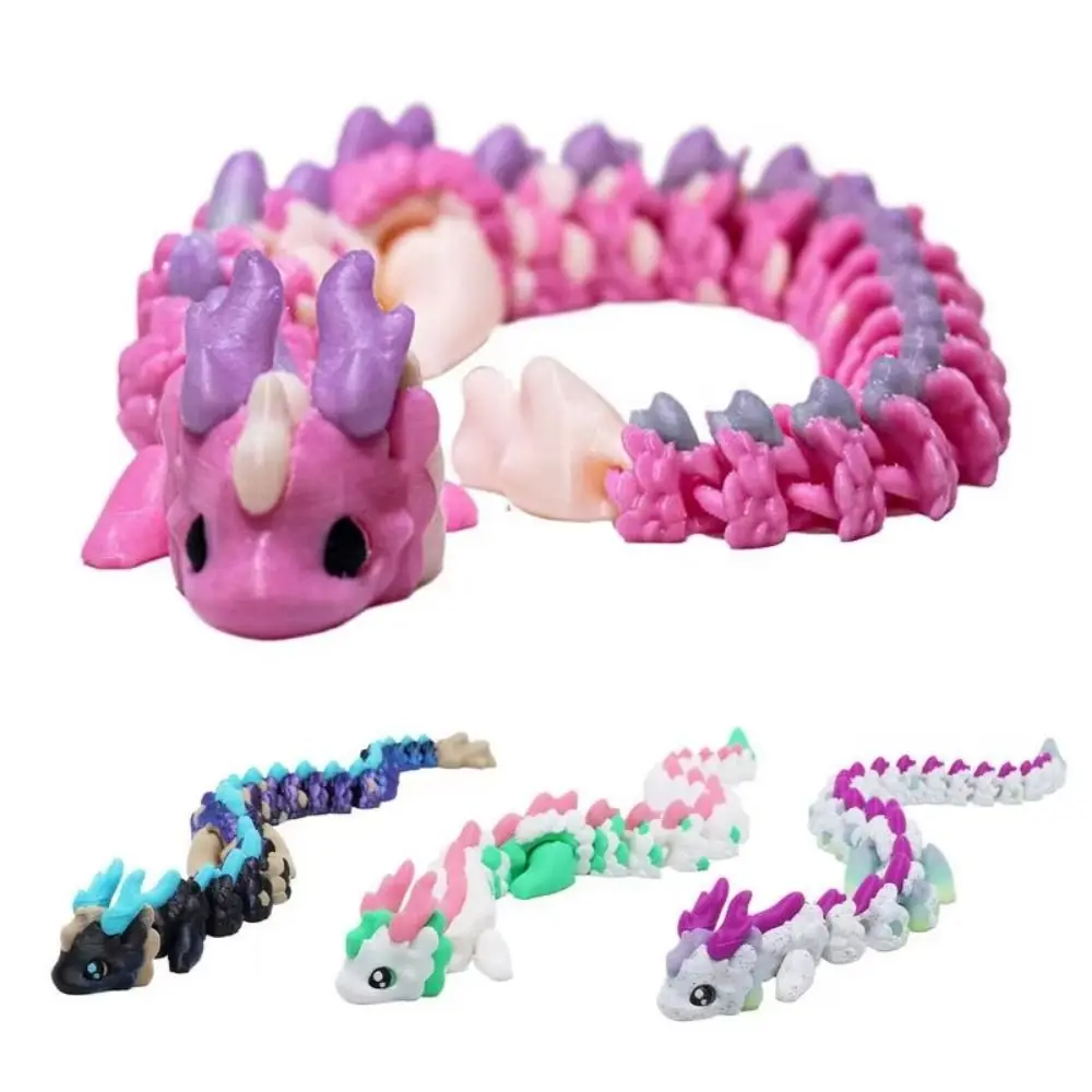 

Long Haired 3D Printed Dragon Home Office Multi-color Dragon Model Toy Crafts Toy Gradient Dragon Action Figure