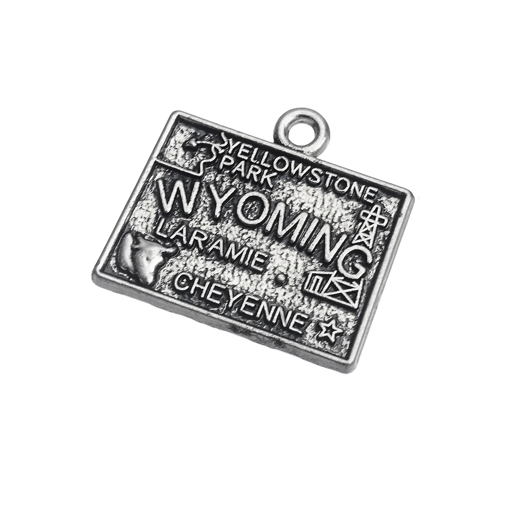 Fashion Alloy Vintage American State Of Wyoming Country Map Charms 18*20mm 50pcs AAC597