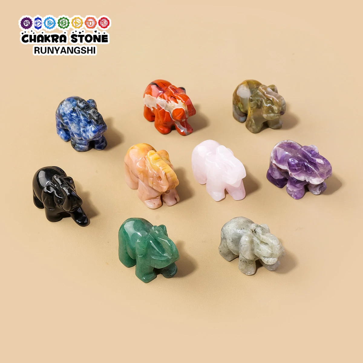 1PC Natural Crystal Elephant Carving Ornament, Crystal Raw Stone Mineral Specimen, Home Decor Craft, Holiday Gift