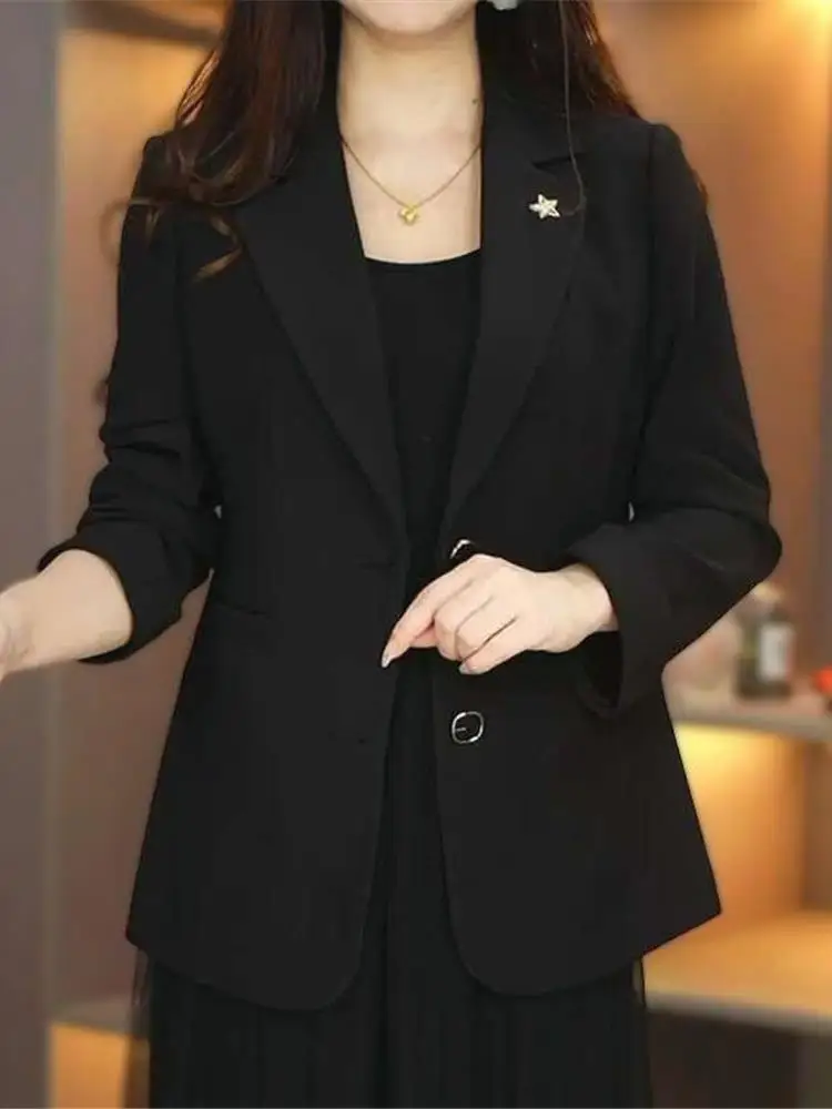 بدلة نسائية من Ele Bla Jaet Faionable للتخسيس عالي الجودة لربيع 2025 Cleanfit Sle Long Sve ملابس مكتبية