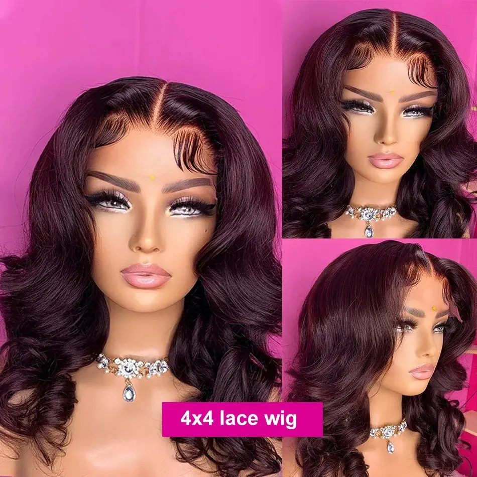 Rosabeauty 13x6 Short Bob Wavy Wigs Human Hair wigsLace Frontal Wig Body Wave 13x4 HD Lace Frontal Glurless Preplucked For Women