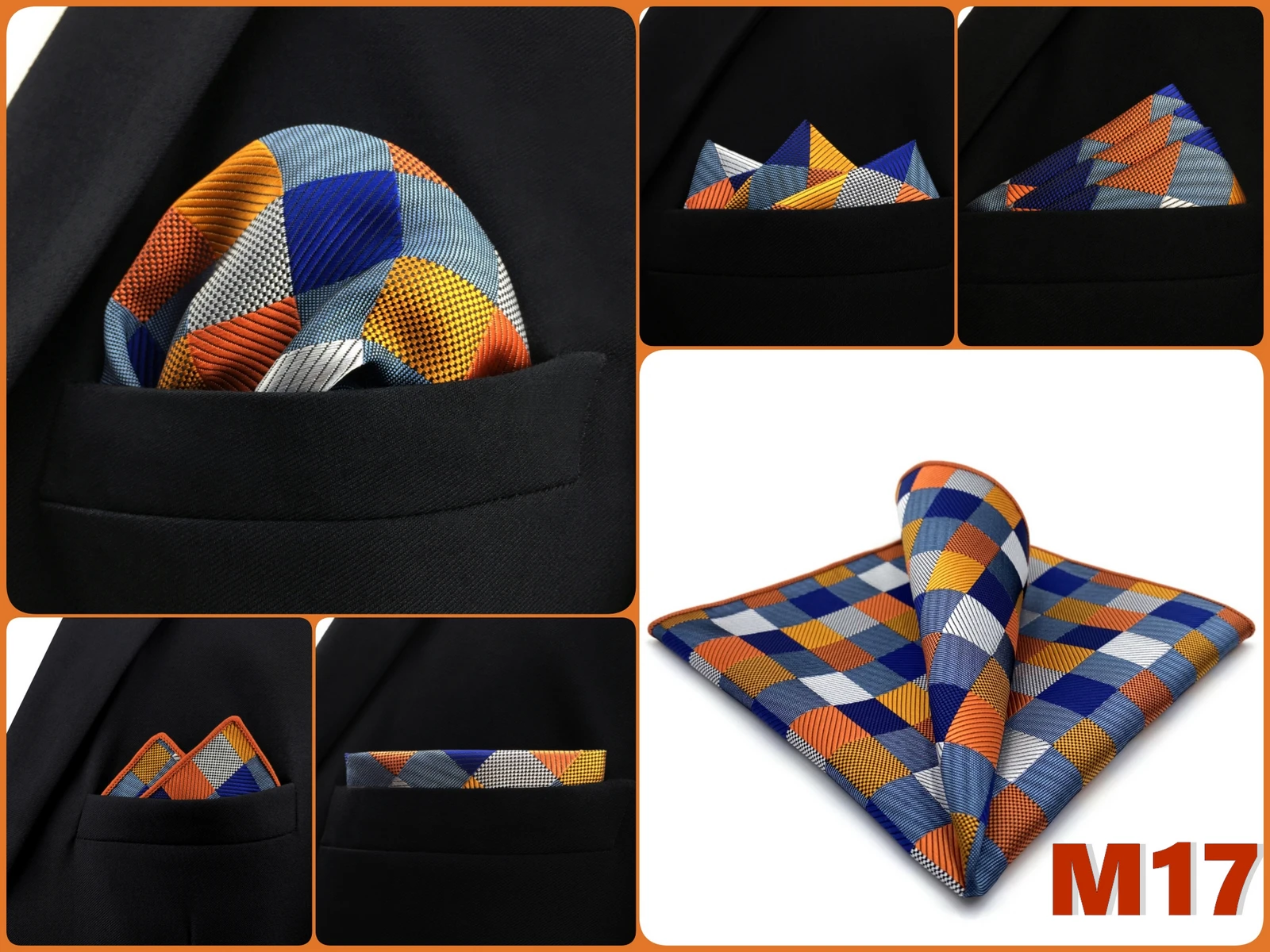 Pocket Square Handkerchief for Men Polka Dot Dots Plaid Check Checkered Suit Pocket Towel Hanky Mens Gift Wedding Business Party