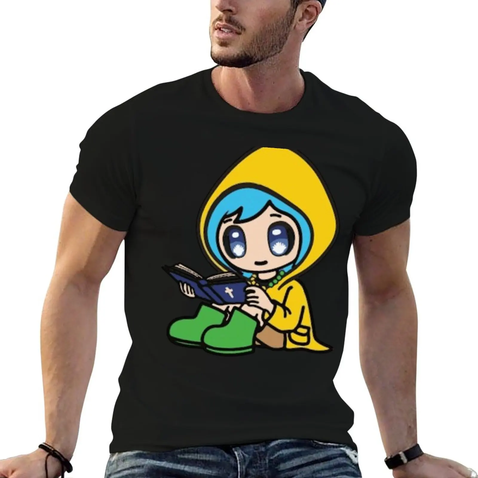 luce reading the bible T-Shirt Fashion Casual Short Sleeve T-Shirt