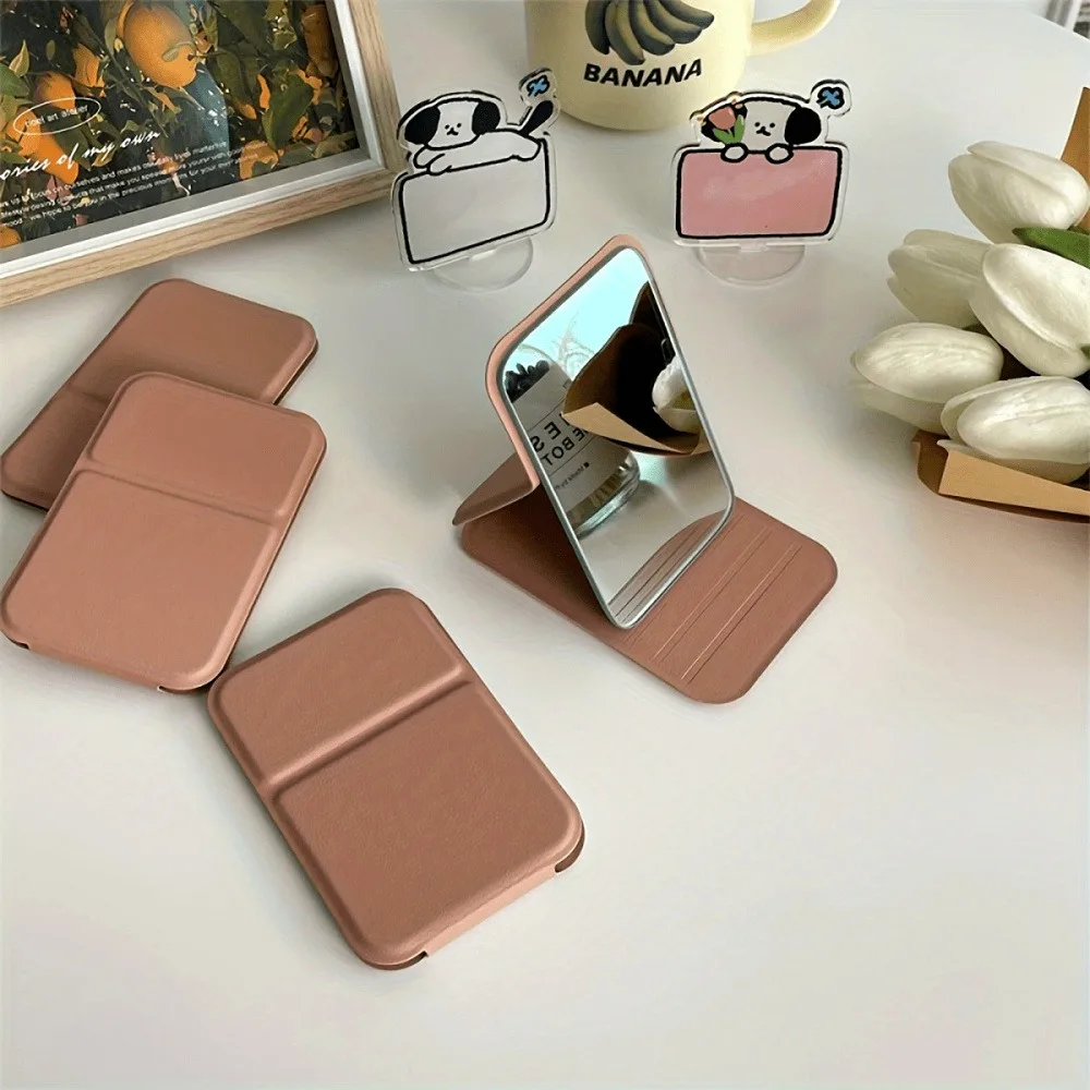 Foldable Compact Mini Makeup Mirror - Portable Adjustable Standing Mirror with Foldable Design, Lightweight & Sturdy Plastic Fra