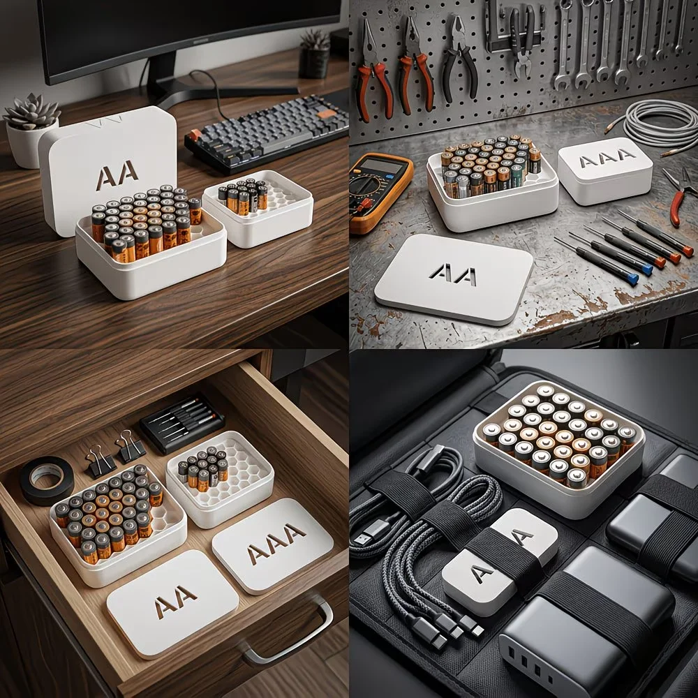 27-Capacity Large Honeycomb Battery Storage Box Compatible with AA/AAA Sizes The Ultimate Solution to End Drawer Clutter