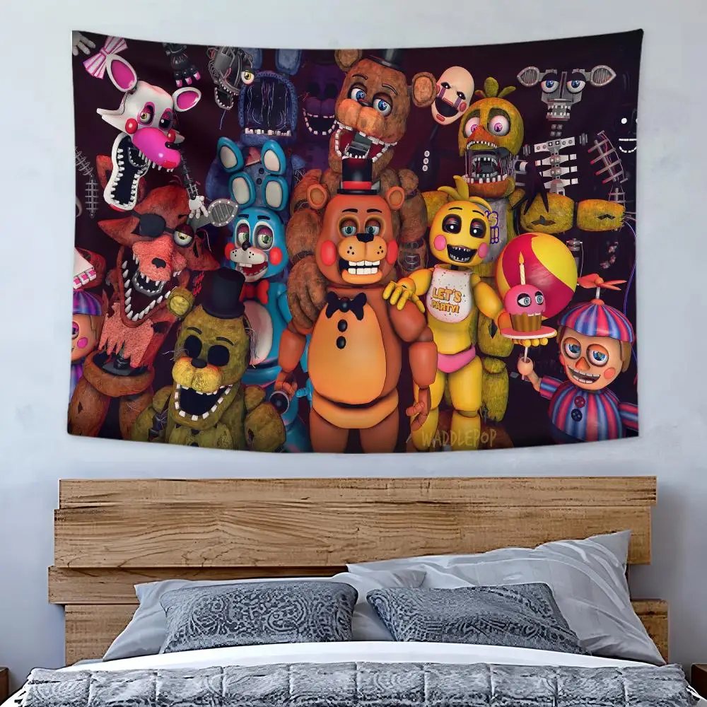 F-Five Nights at Freddy's Game Tapestry Art Decor Banner Microfiber Backdrop for Bedroom Living Room Bar Garden Party