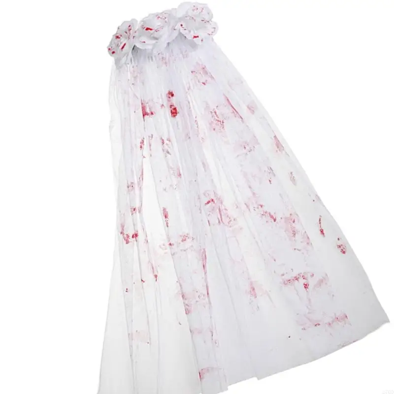 

270D Готическая кроваво-розовая шаль, вуаль, элегантный кружевной головной убор, вечерние украшения для Хэллоуина, аксессуар для