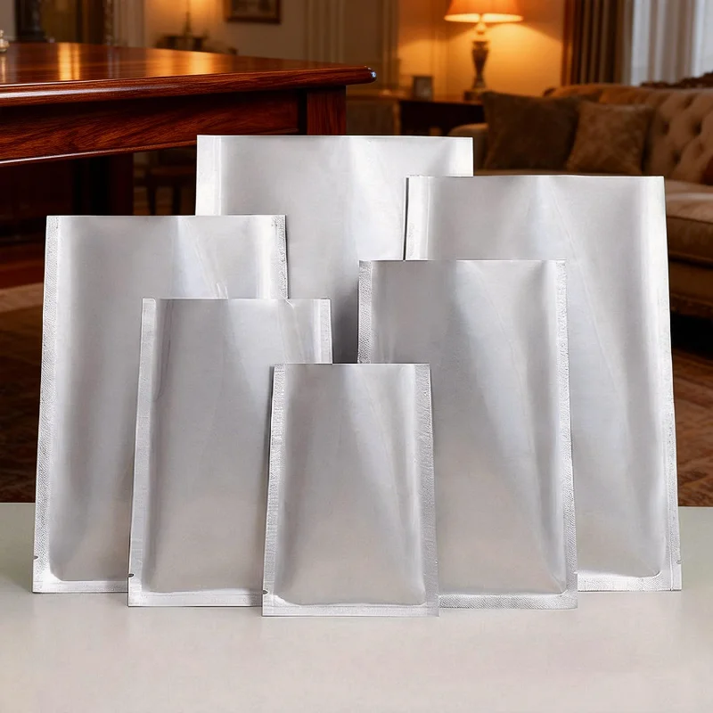 Image of 100 Stück Reine Aluminiumfolienbeutel Silberne Heißsiegelbare Lebensmittel-Aufbewahrungsbeutel 3-Seitig Versiegelte Mylar-Beutel Vakuumverpackung