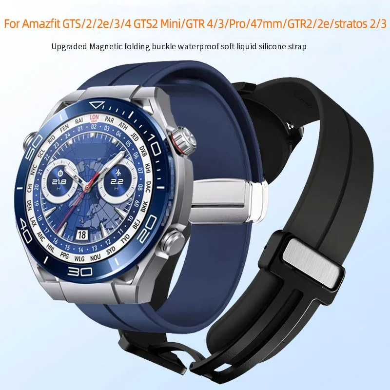 Correa de hebilla magnética Universal para Huami Amazfit GTR 4 3 Pro 2 2e / GTS 4 3 2 Mini GTR4, pulsera de silicona de 20mm y 22mm